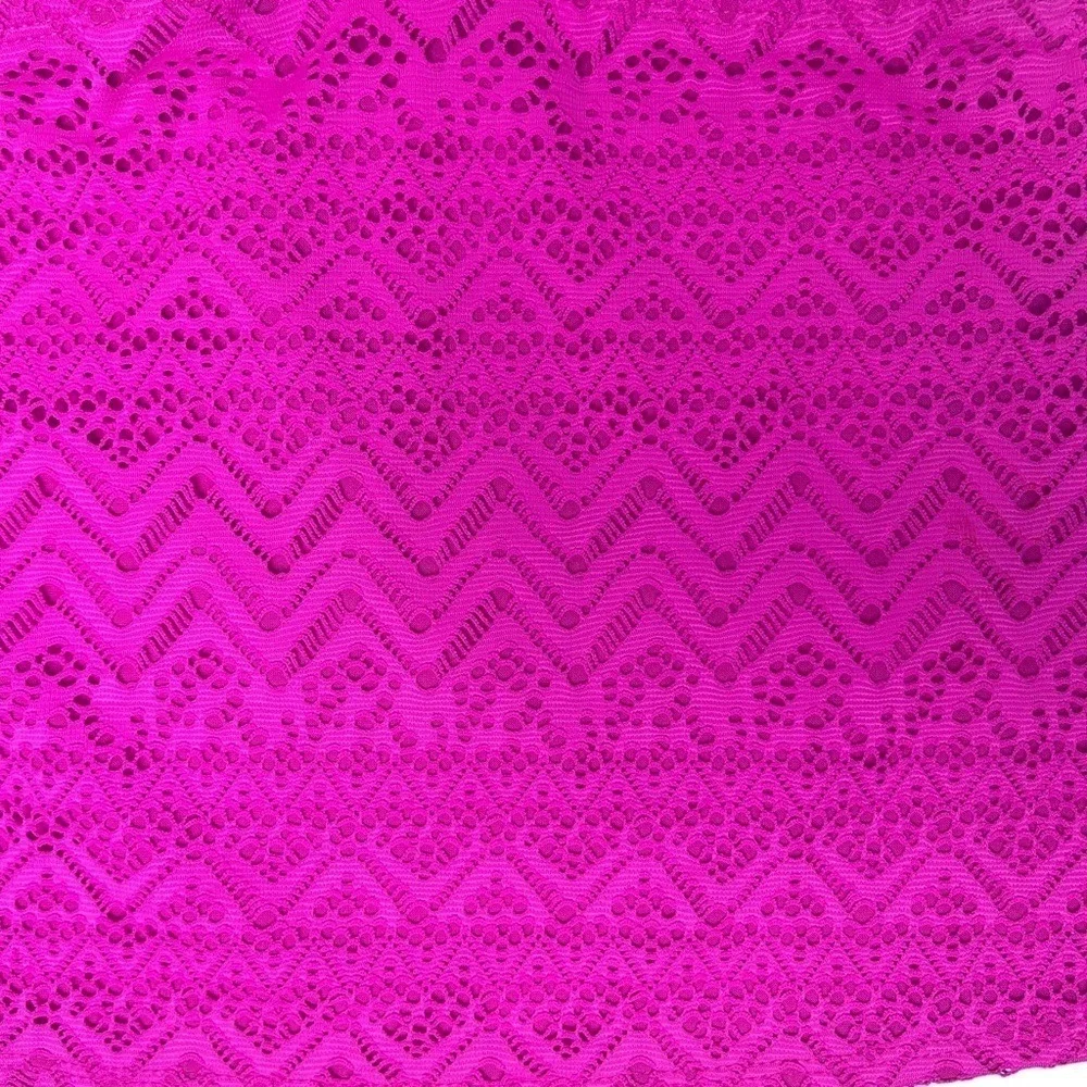 Hot Pink Crochet Tankini Swim Top Adjustable Straps Women Size Medium‎